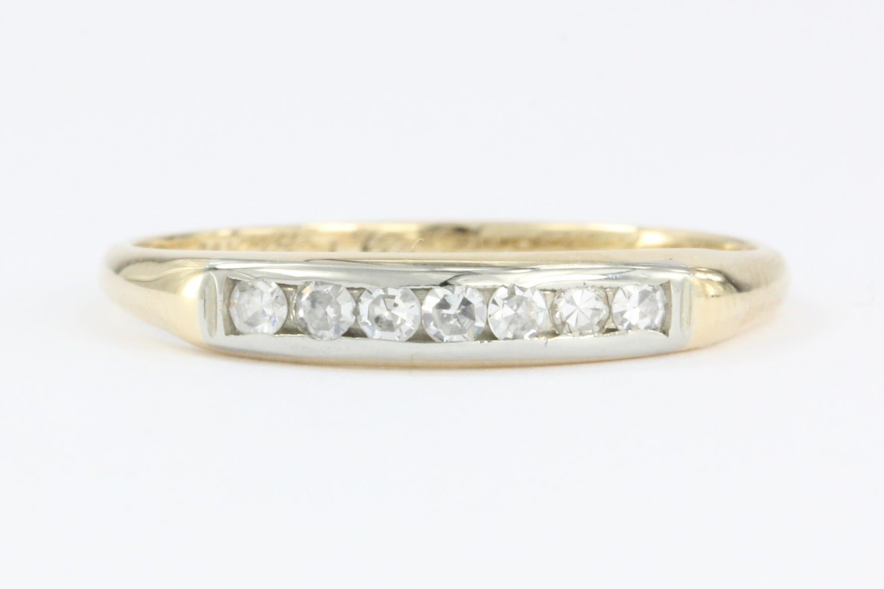 Retro WWII era 14K Gold Diamond Wedding Band c.1940 – QUEEN MAY