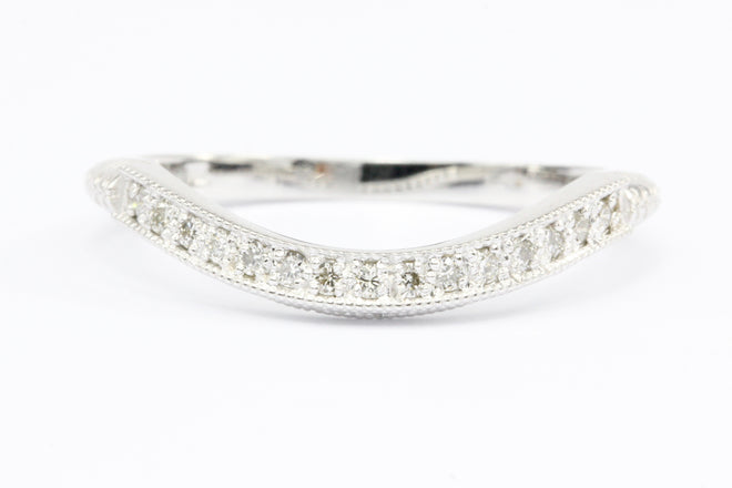 14K White Gold Half Eternity Diamond Band Ring Jacket Size 6.5 - Queen May