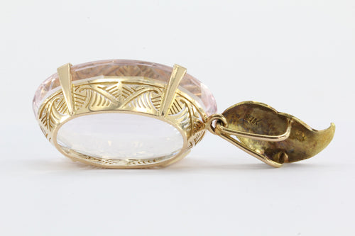 Vintage Gold 56 Carat Morganite Pendant,  30 Carat Kunzite Bracelet w/ Earrings - Queen May