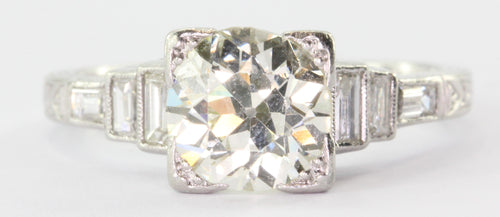 Antique Art Deco Platinum 1.5 CTW Old European Cut Diamond Engagement Ring - Queen May