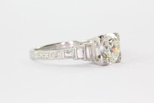 Antique Art Deco Platinum 1.5 CTW Old European Cut Diamond Engagement Ring - Queen May