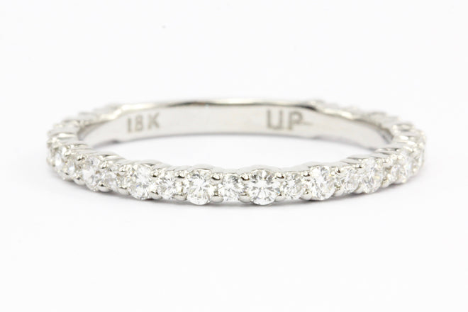 18K White Gold Diamond Half Eternity Band Ring Size 6.25 - Queen May