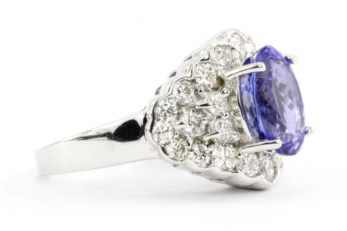 18K White Gold 3 carat Tanzanite 1.5ct diamonds GH vs2/si1 Ring - Queen May