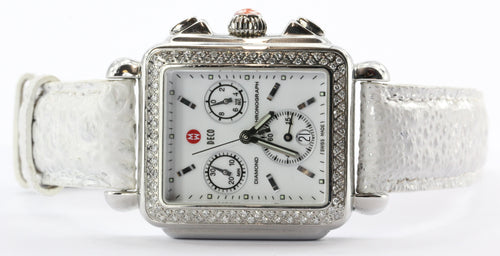 Michele Deco 108 .60 CTW Diamond Bezel White Diamond Chronograph Siwss Watch - Queen May