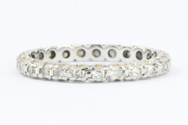 18k White Gold Single Cut .60 CTW Diamond Eternity Band Ring  c.1920 - Queen May