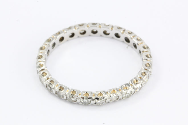 18k White Gold Single Cut .60 CTW Diamond Eternity Band Ring  c.1920 - Queen May