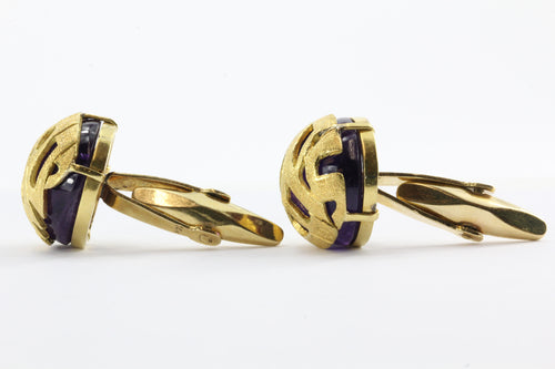 Antique 18K Gold Cabochon Amethyst Cufflinks - Queen May