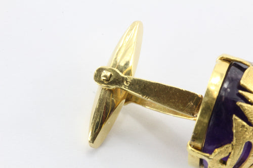 Antique 18K Gold Cabochon Amethyst Cufflinks - Queen May