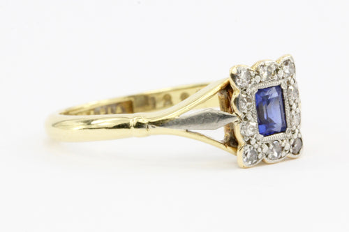 Edwardian 18K & Platinum Sapphire & Diamond Ring C. 1910 - Queen May