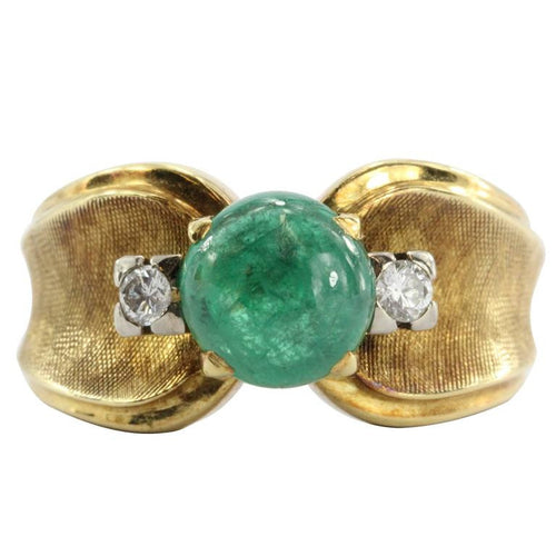 Vintage 18K Gold Gubelin 1.65 Emerald & Diamond Ring - Queen May
