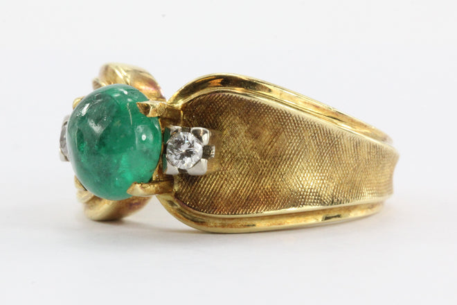 Vintage 18K Gold Gubelin 1.65 Emerald & Diamond Ring - Queen May