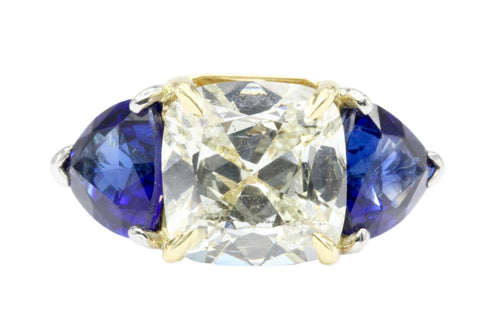 18K White Gold & Platinum 3.11 GIA M I1 1.5ct Natural Sapphire Ring - Queen May