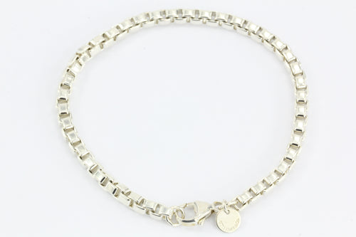 Tiffany & Co Sterling Silver Venetian Box Link Bracelet 7.5" - Queen May
