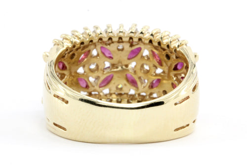 14k Rose Gold Ruby & Diamond Cigar Band Ring - Queen May