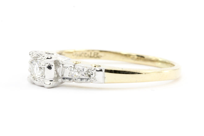 Retro 14K Gold Diamond Engagement Ring c.1940's - Queen May
