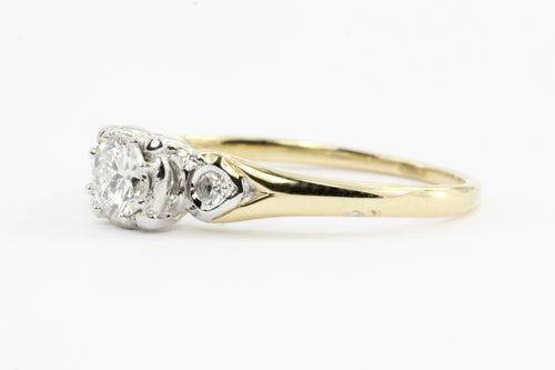 Retro 18K Gold 3 Stone Diamond Engagement by Jabel c.1950's - Queen May