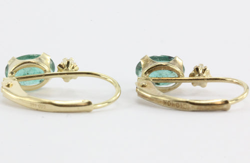 10K Gold Emerald & Diamond Earrings - Queen May
