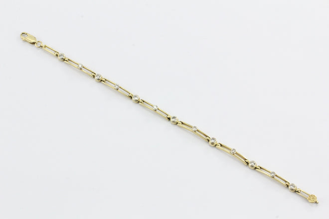 14K Gold Modernist Open Link Diamond Tennis Bracelet - Queen May