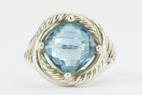 David Yurman Sterling Silver Hampton Blue Topaz Infinity Ring Size 6.5 - Queen May