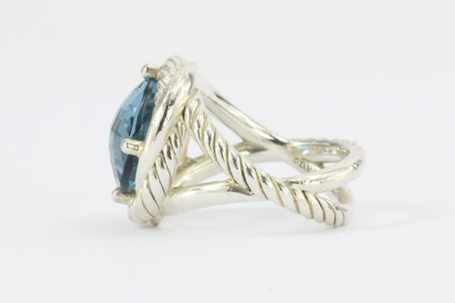David Yurman Sterling Silver Hampton Blue Topaz Infinity Ring Size 6.5 - Queen May
