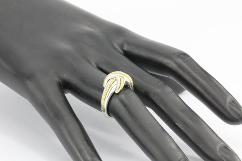 Tiffany & Co Sterling Silver & 18k Gold X Lovers Knot Ring Size 6.75 - Queen May