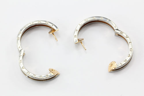 Bulgari B Zero 18K Pink Gold & Steel Hoop Earrings - Queen May