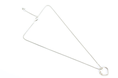 David Yurman Sterling Silver Diamond Heart X Pendant Necklace 18" - Queen May