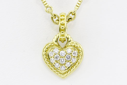 18K Yellow Gold Judith Ripka Heart Enhancer & Pearl Necklace - Queen May