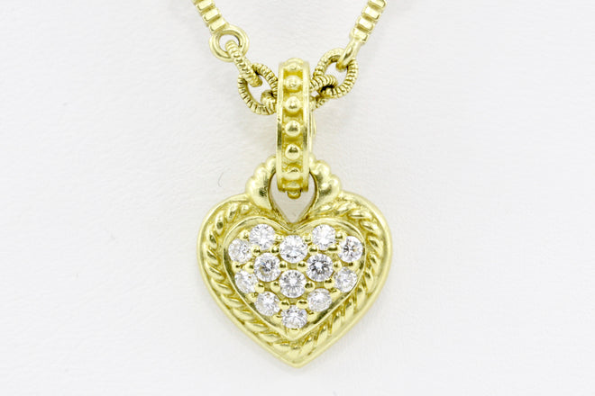 18K Yellow Gold Judith Ripka Heart Enhancer & Pearl Necklace - Queen May