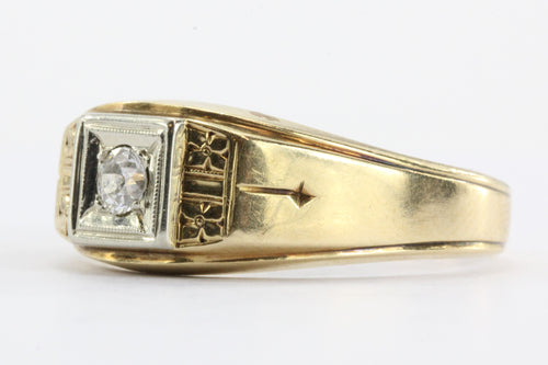 Antique Art Deco 14K Gold Old Mine Diamond Ring Dated June 1939 - Queen May