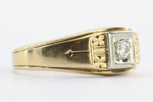 Antique Art Deco 14K Gold Old Mine Diamond Ring Dated June 1939 - Queen May