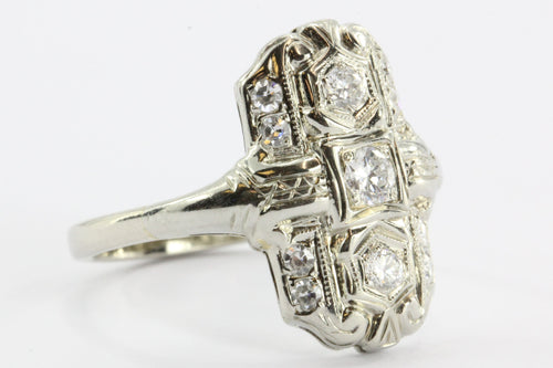 Antique 14k White Gold Art Deco Diamond Ring - Queen May