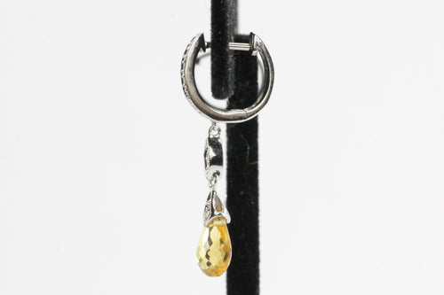 14K White Gold Diamond & Citrine Briolette Dangle Earrings - Queen May