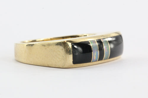 14K Gold Kabana Black Onyx & Opal Band Ring - Queen May