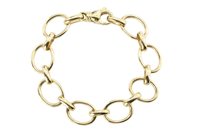 14K Yellow Gold Italian Oval Link Bracelet - Queen May