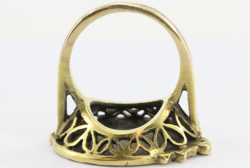 Art Nouveau 14K Gold & Diamond Gibson Girl w/ Iris Ring - Queen May