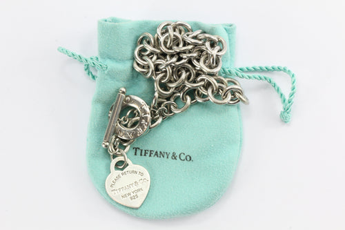 Please Return to Tiffany & Co Heart Tag Toggle Sterling Silver Necklace 16" - Queen May