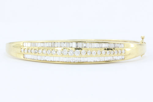 14K Gold 3 Carat Diamond Bangle Bracelet - Queen May