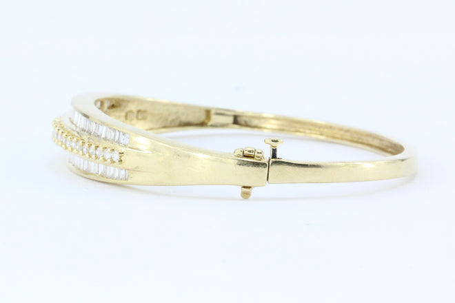 14K Gold 3 Carat Diamond Bangle Bracelet - Queen May