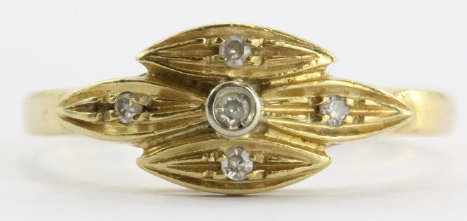 Vintage 18K Gold & Single Cut Diamond Italian Ring - Queen May