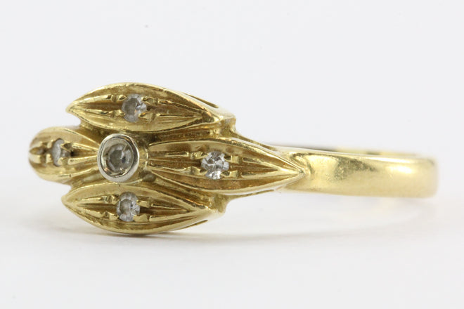 Vintage 18K Gold & Single Cut Diamond Italian Ring - Queen May