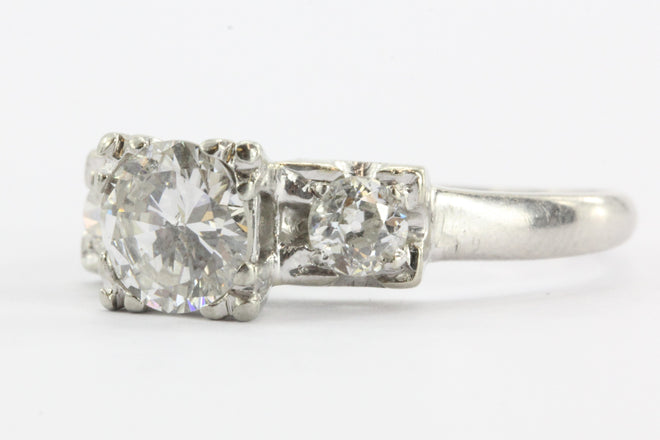 Antique 18K White Gold 1.5 CTW Diamond Engagement Ring - Queen May