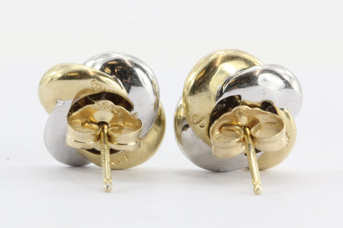 14K White & Yellow Gold Woven Knot Earring Studs - Queen May