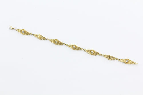 Vintage 14k Gold & 1CTW Diamond Modernist J Matee Signed Bracelet - Queen May