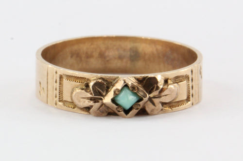 Victorian 14K Rose Gold Turquoise Baby Ring c.1880's - Queen May