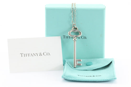 Tiffany & Co Sterling Silver Large Key Pendant Necklace 16