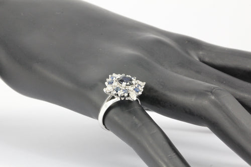 Vintage Faberge Star of the North 18K White Gold Blue Sapphire & Diamond Ring - Queen May