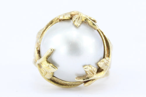Vintage 14K Art Nouveau Style Crawling Ivy Gold Mabe Pearl Ring – QUEEN MAY