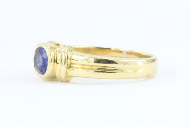 18k Gold .75 Carat Blue Sapphire Ring Band - Queen May