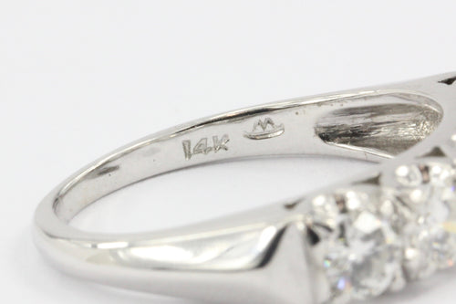 14K White Gold 5 Stone Diamond Anniversary Band Ring 1 CTW - Queen May